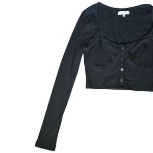 Emory Park Black Long Sleeve Crop Top